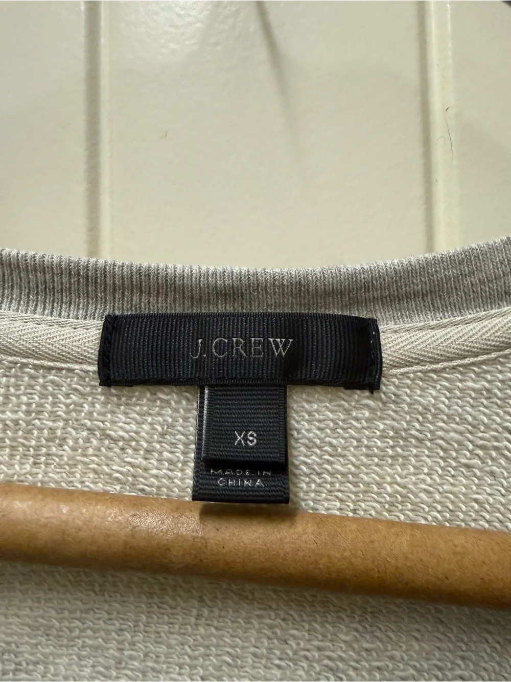 J. Crew Light Gray and White Textured Crewneck